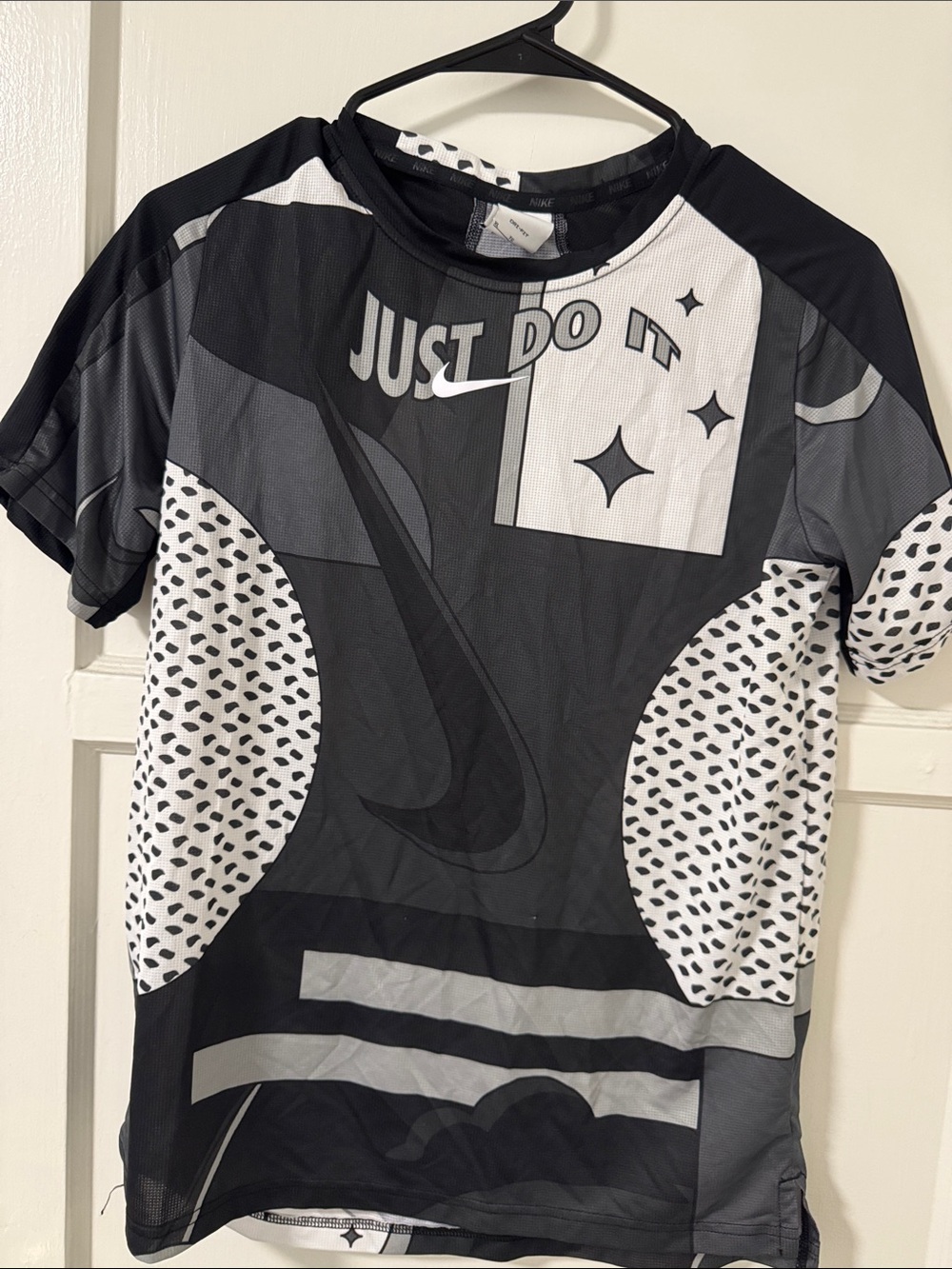 Nike Black & White 'Just Do It' Graphic Short Sleeve Tee for Kids